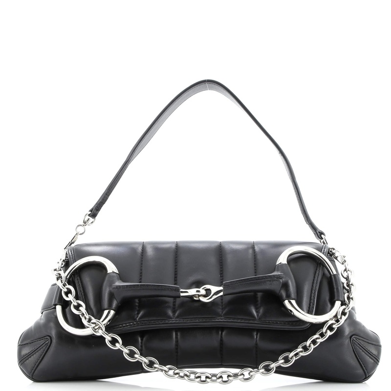 Horsebit Chain Shoulder Bag Vertical Quilted Leather Medium