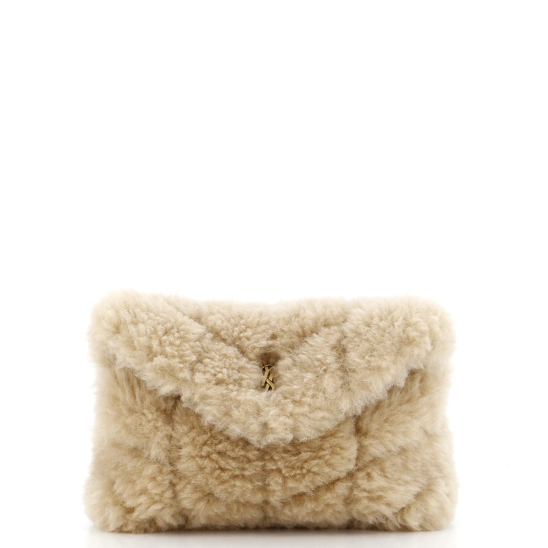 LouLou Puffer Clutch Matelasse Chevron Shearling Small