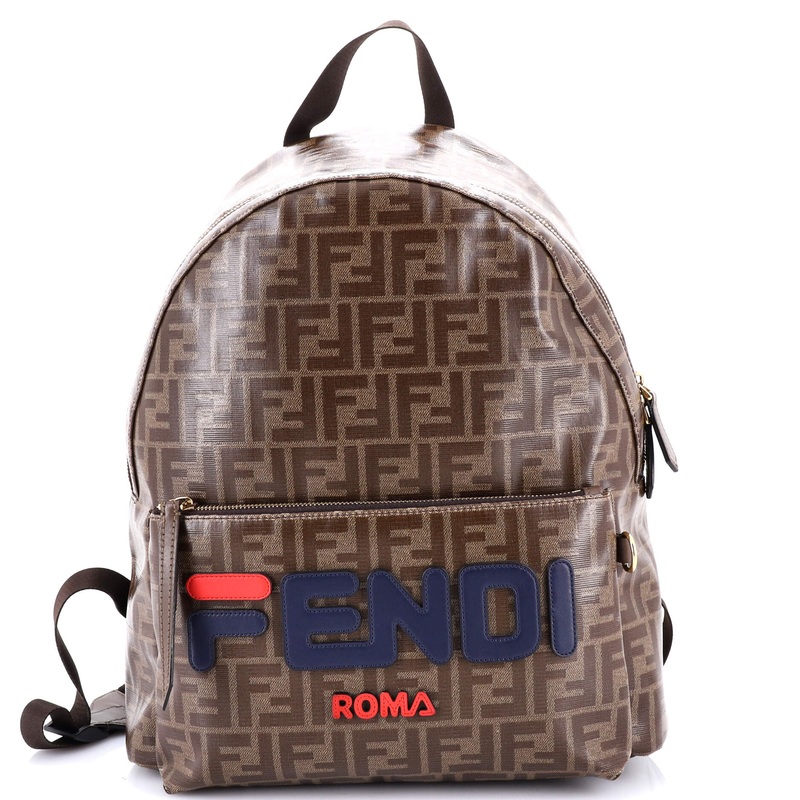Mania Logo Backpack Zucca Coated Canvas Medium