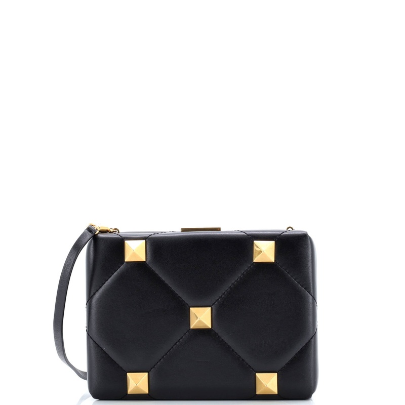 Roman Stud Minaudiere Clutch Quilted Leather