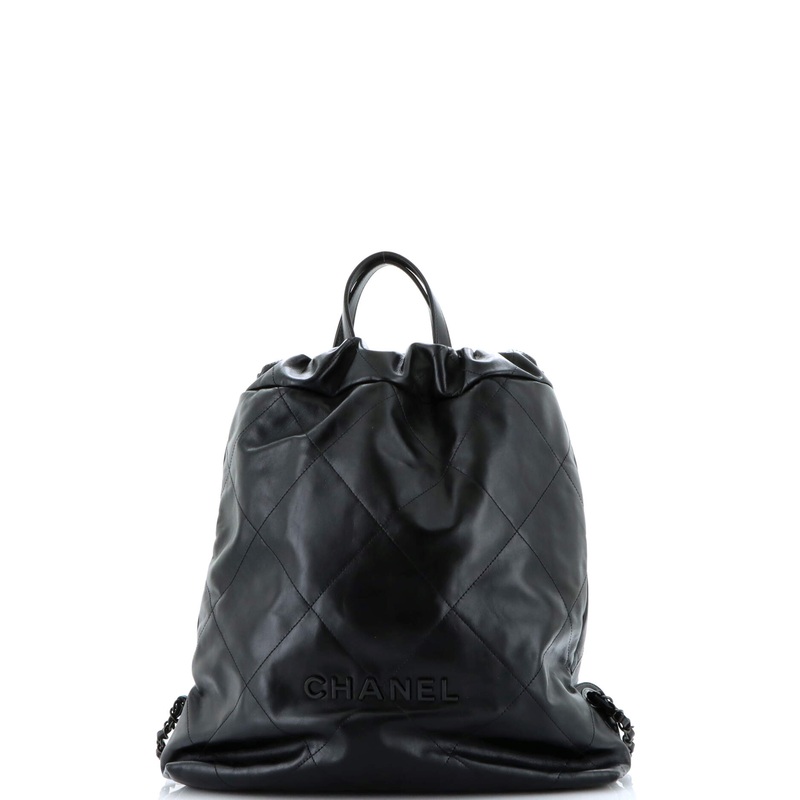 So Black 22 Chain Backpack Quilted Calfskin Large