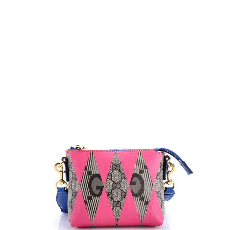 Wristlet Pouch Rhombus GG Coated Canvas with Leather Mini
