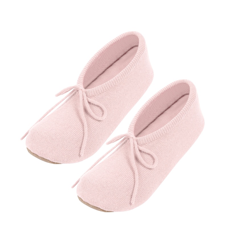 'Appleby' Blush Pink Cashmere & Merino Wool Small Ballet Slippers