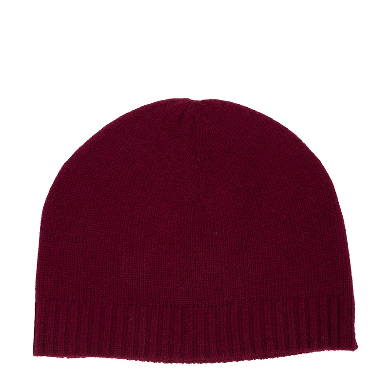 'Bowness' Burgundy Cashmere & Merino Wool Beanie Hat