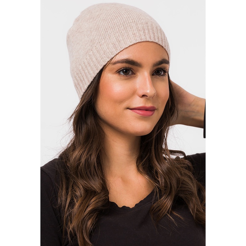 'Bowness' Oatmeal Cashmere & Merino Wool Beanie Hat