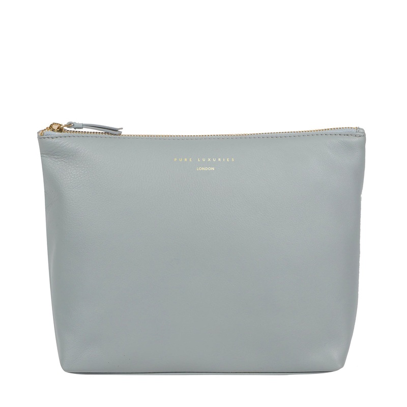 'Ealing' Cashmere Blue Leather Make-Up Bag