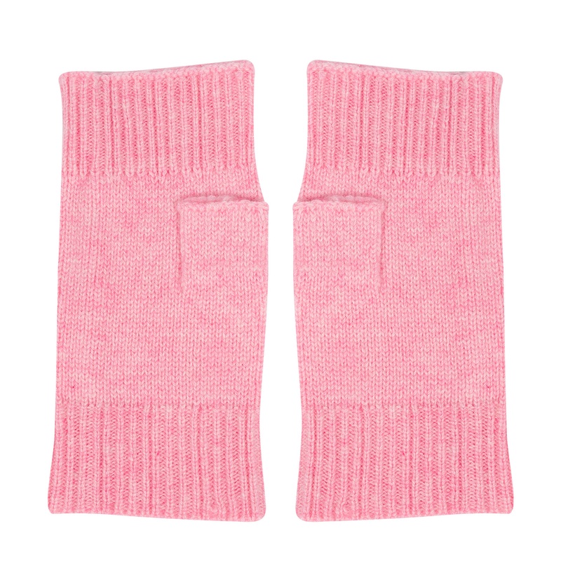 'Grange' Carnation Pink Cashmere & Merino Wool Wrist Warmers