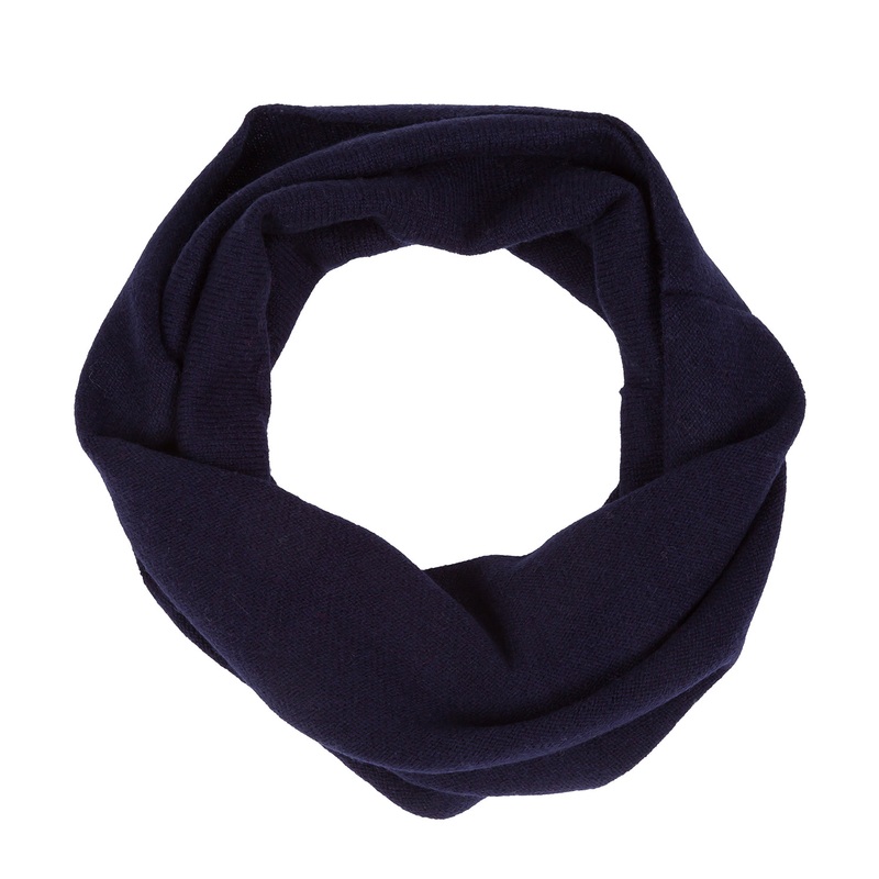 'Holker' Dark Navy Cashmere & Merino Wool Snood