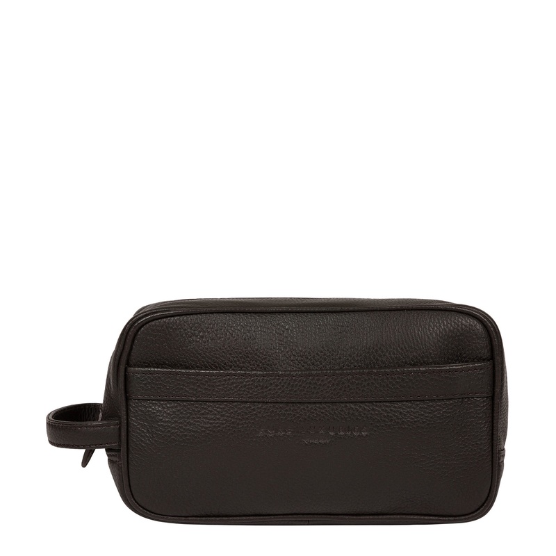 'Reef' Brown Leather Washbag