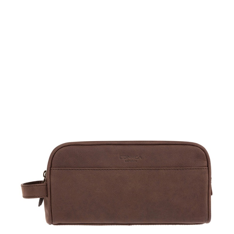 'Rudkin' Vintage Brown Leather Washbag