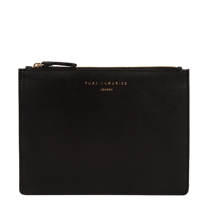 'Tadlow' Black Leather Pouch