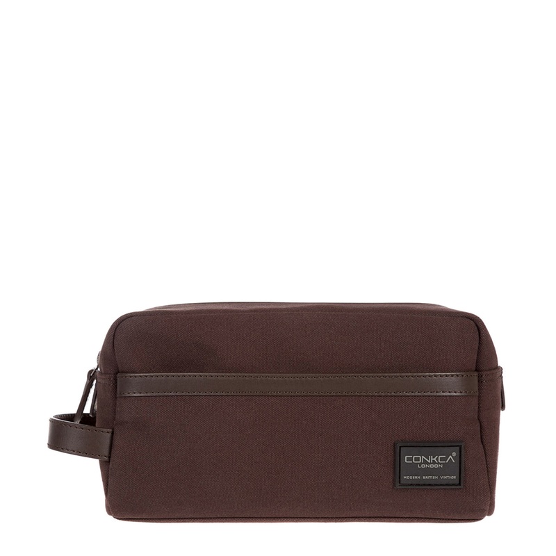 'Tarn' 16oz Heavy-Duty Brown Canvas & Leather Wash Bag