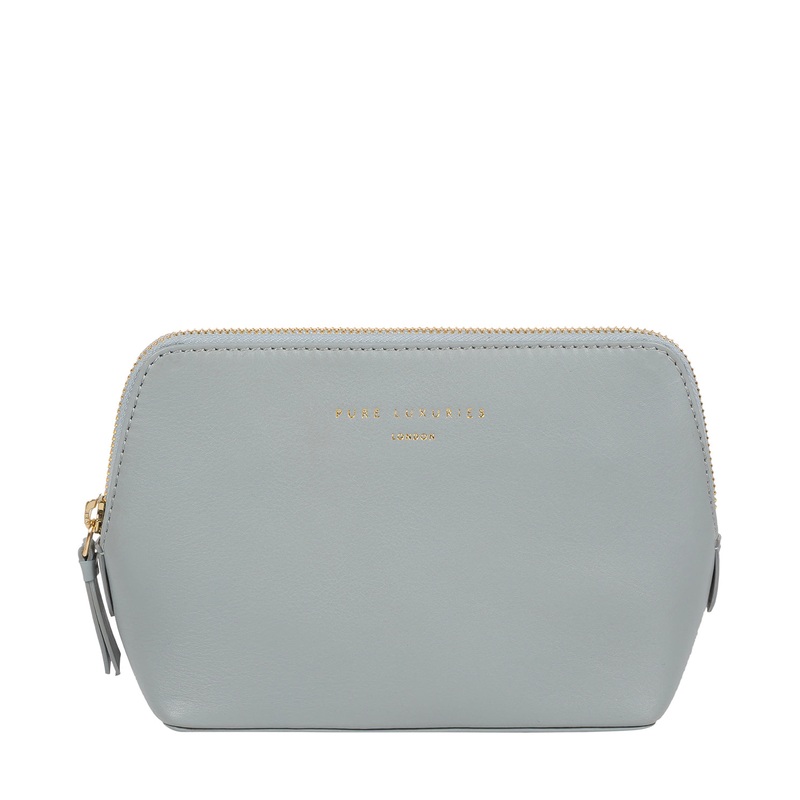 'Theydon' Cashmere Blue Leather Make-Up Bag