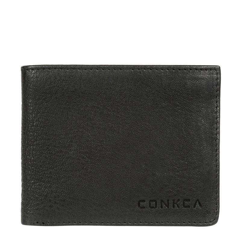 'Alston' Black Bi-Fold Leather Wallet