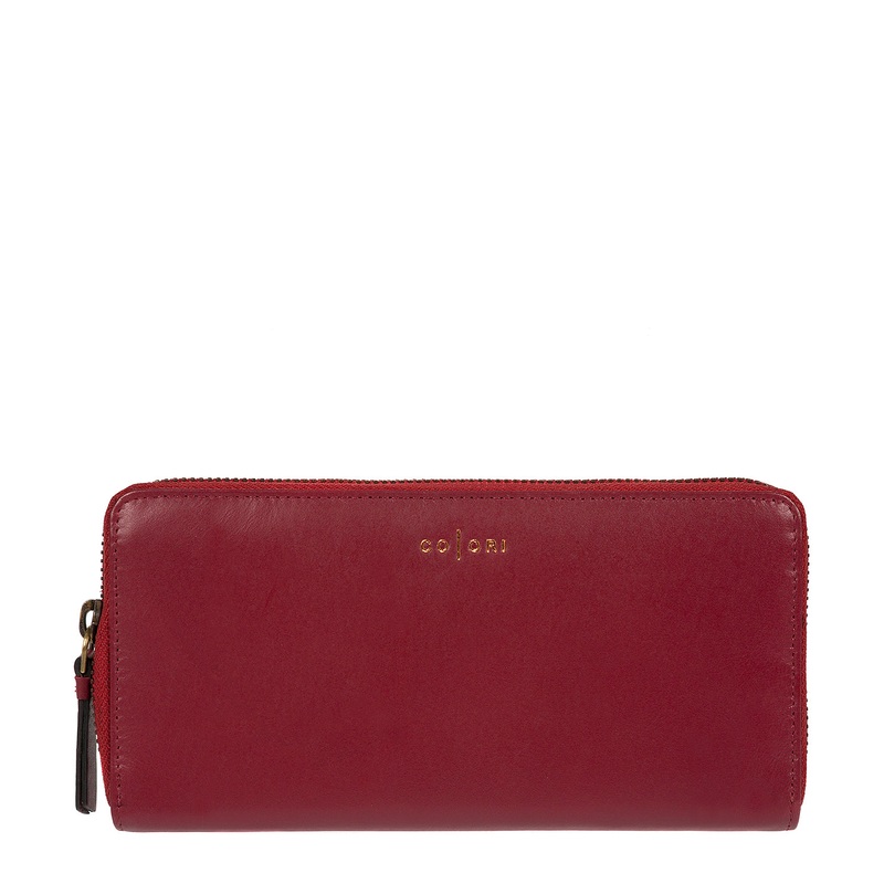 'Amalfi' Italian-Inspired Red Leather Zip-Round Purse
