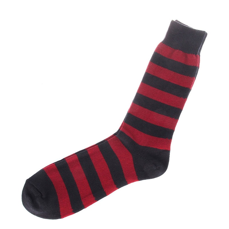 Black and Red Striped Cotton Socks