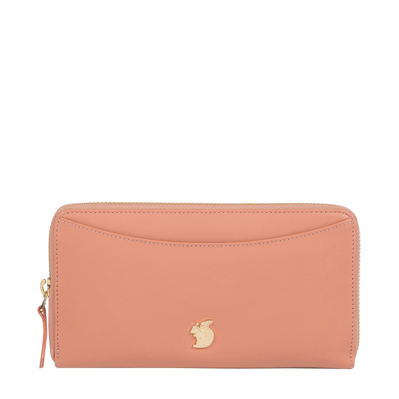 'Candy' Misty Rose Leather Zip-Round Purse