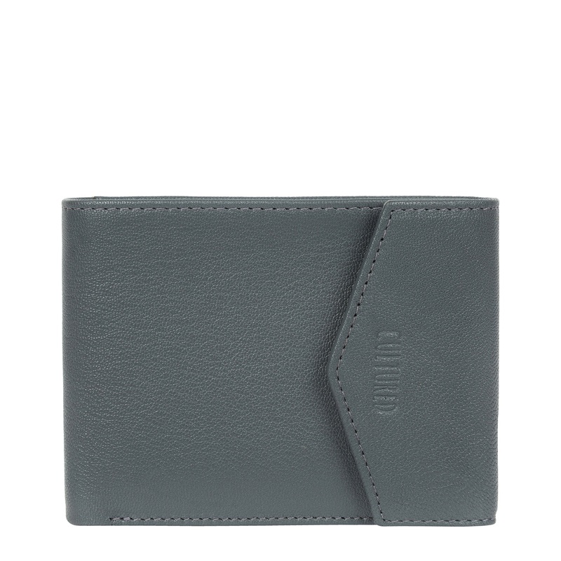 'Doyle' Gun Metal Leather Bi-Fold Wallet
