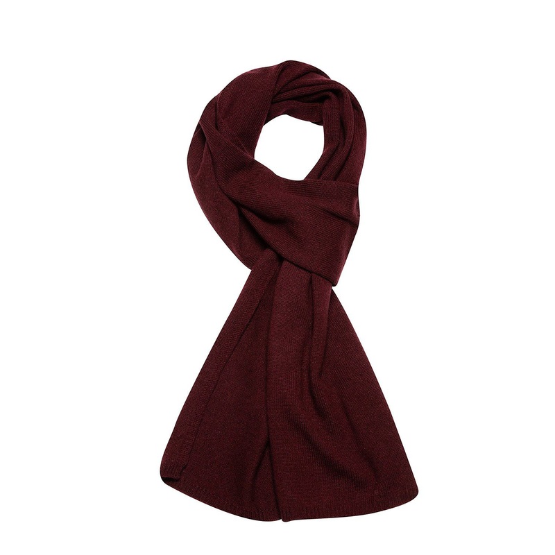 'Edinburgh' Burgundy Cashmere and Merino Wool Scarf