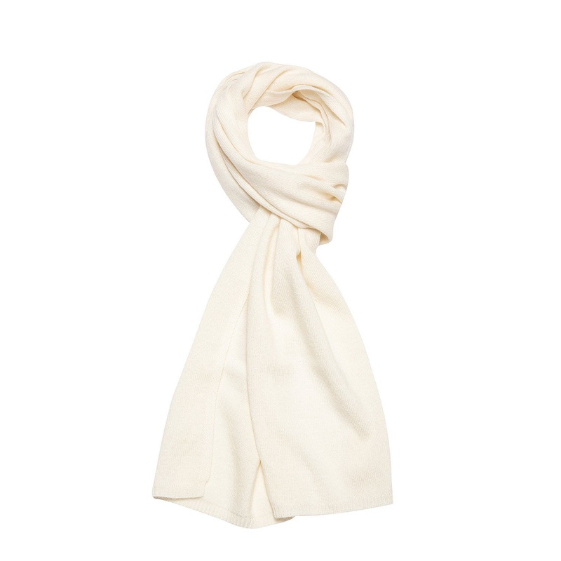 'Edinburgh' Cream Cashmere and Merino Wool Scarf