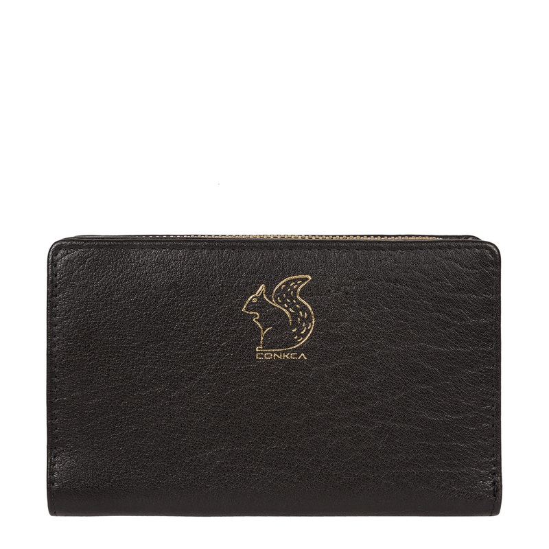 'Fran' Black Bi-Fold Leather Purse