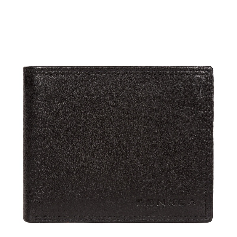 'Ike' Black Bi-Fold Leather Wallet