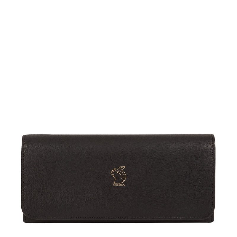 'Jorja' Smooth Black Leather Purse
