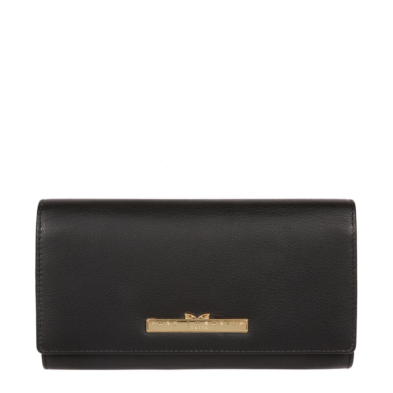 'Kite' Black Leather Tri-Fold Purse