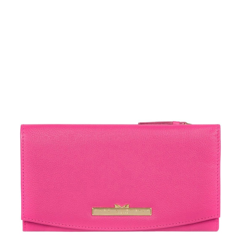 'Lark' Fuchsia Leather Tri-Fold Purse