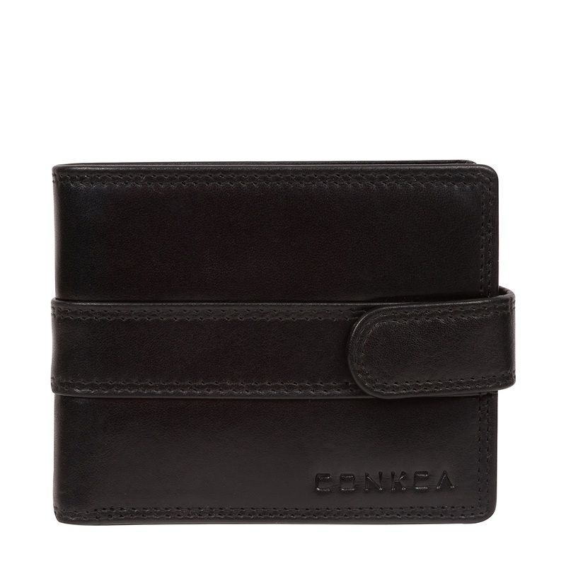'Major' Black Leather Tri-Fold Wallet