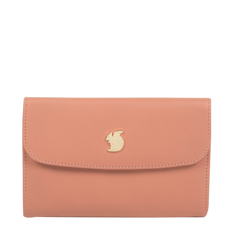 'Maple' Misty Rose Leather Tri-Fold Purse