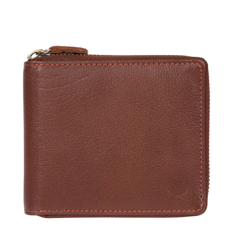 'Morrison' Conker Brown Zip Round Leather Wallet