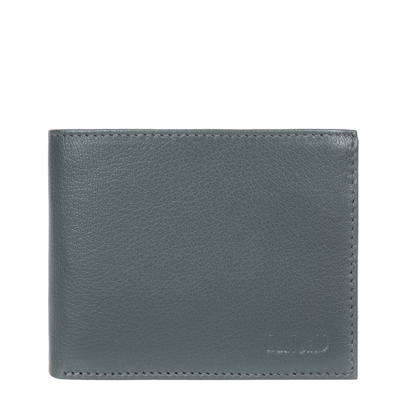 'Niall' Gun Metal Leather Tri-Fold Wallet
