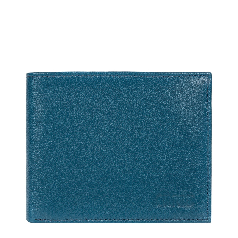 'Niall' Teal Leather Tri-Fold Wallet