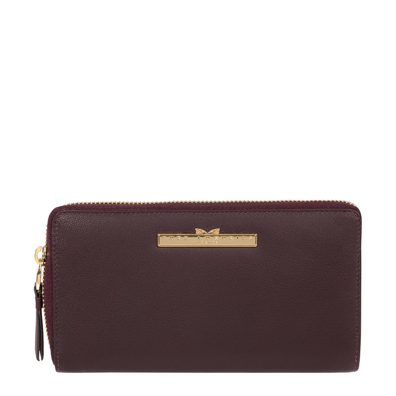 'Robin' Plum Leather Zip Round Purse