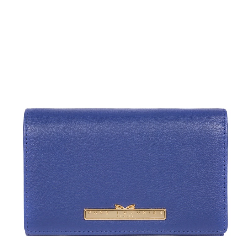 'Swift' Royal Blue Leather Tri-Fold Purse