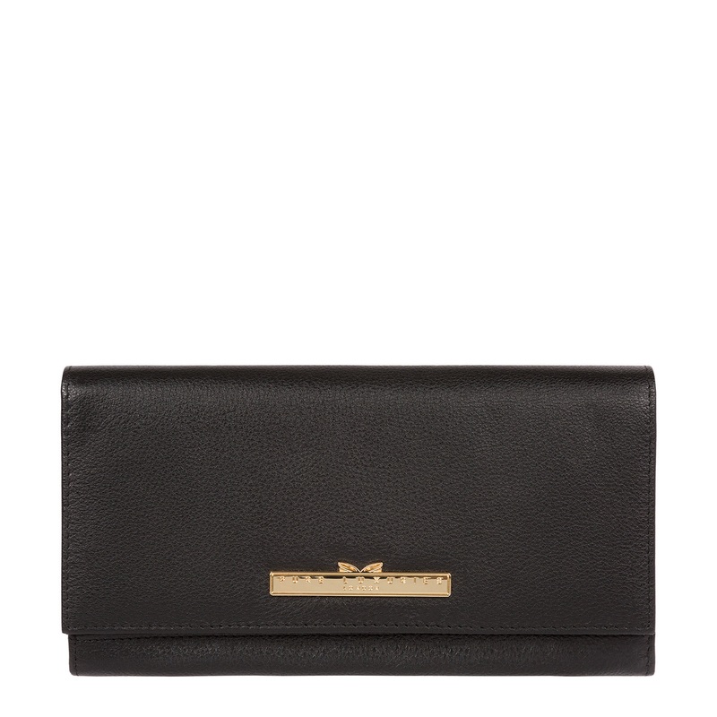 'Wren' Black Leather Tri-Fold Purse