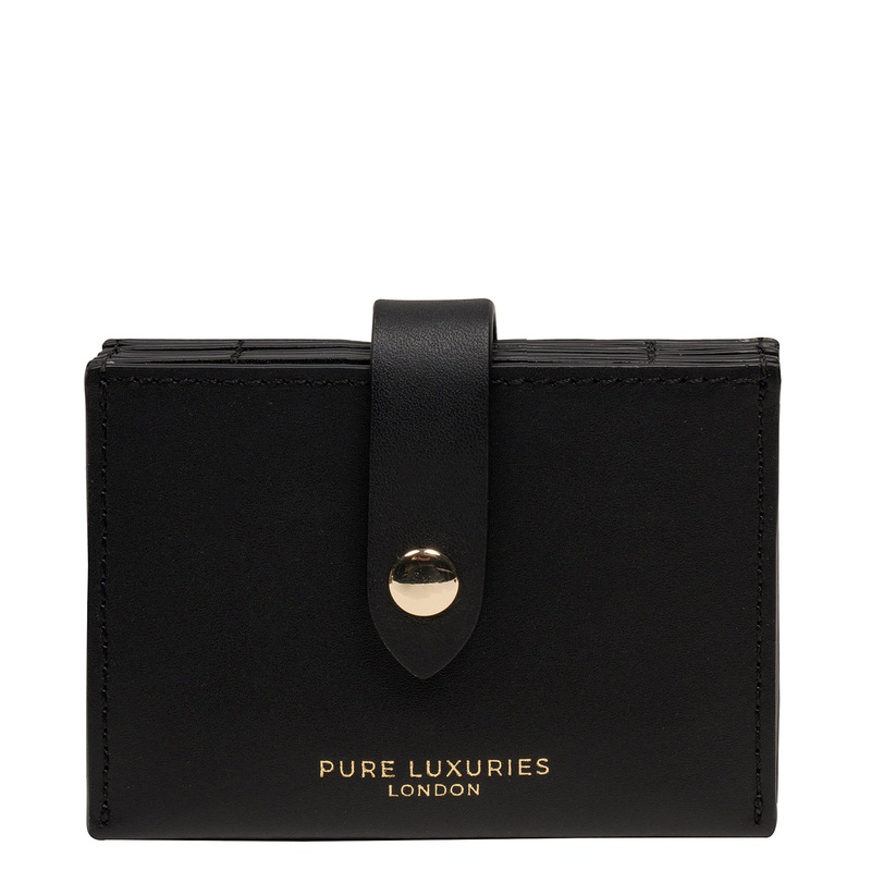 'Allie' Black Leather Accordion Card Holder