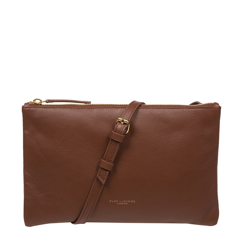 'Anya' Dark Tan Nappa Leather Cross Body Evening Bag