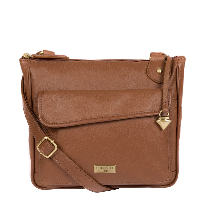 'Aria' Tan Leather Cross Body Bag