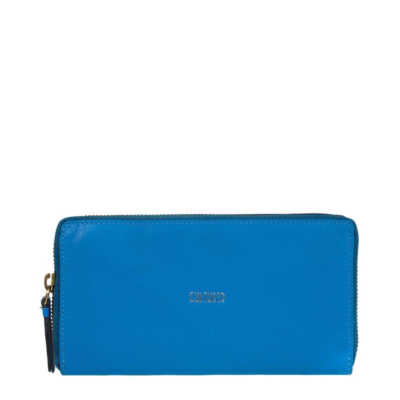 'Ariana' Blue Leather RFID Purse