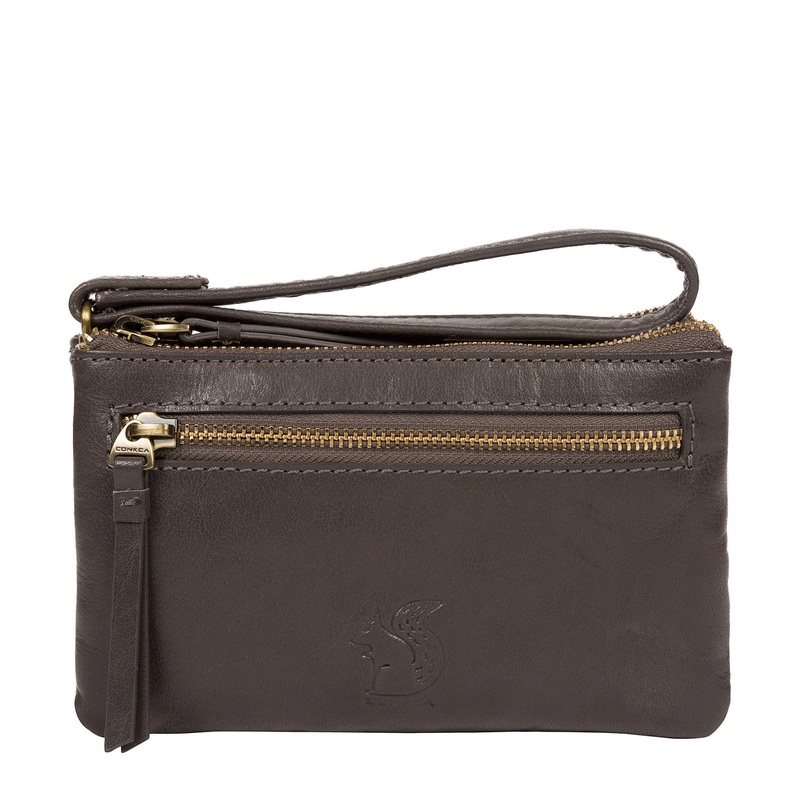 'Aswana' Slate Leather Clutch Bag