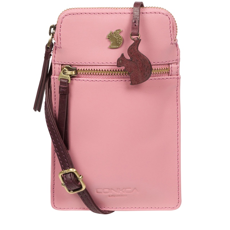 'Bambino' Blush & Plum Leather Cross Body Phone Bag
