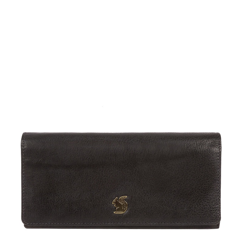 'Bloom' Black Leather Purse