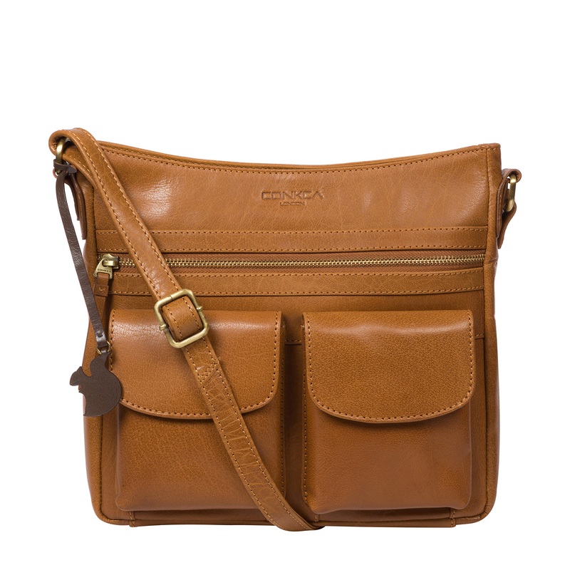 'Bon' Dark Tan Leather Cross Body Bag