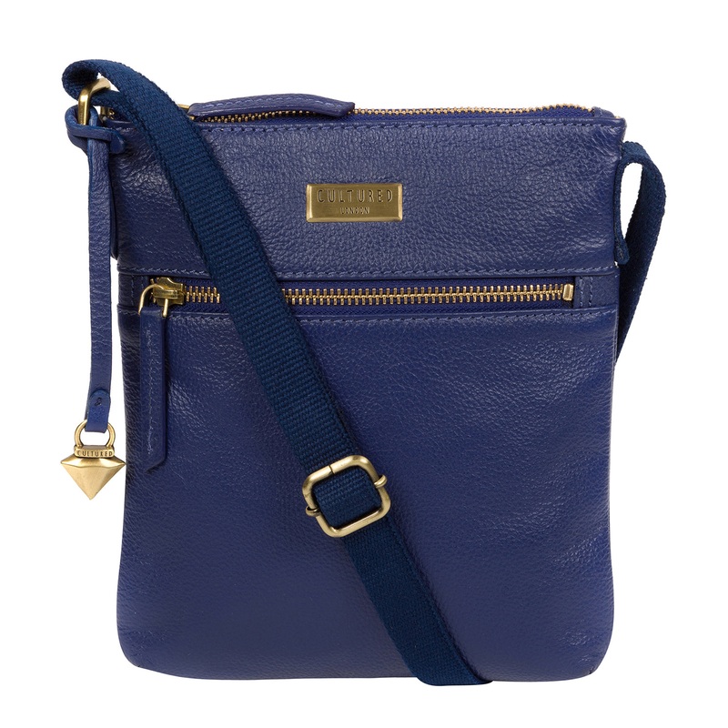 'Brooke' Mazarine Blue Leather Cross Body Bag