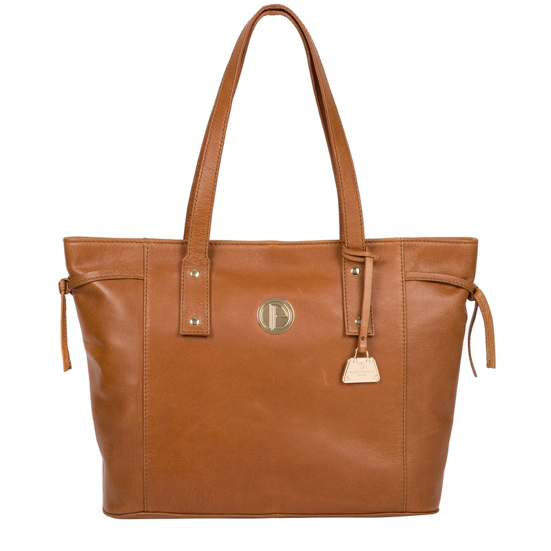 'Calista' Saddle Tan Leather Tote Bag