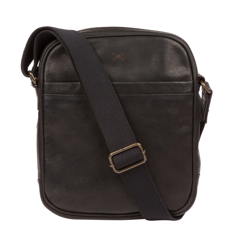 'Cartmel' Black Leather Cross Body Bag