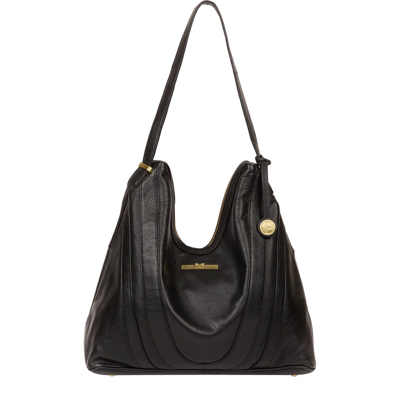 'Claire' Black Leather Shoulder Bag