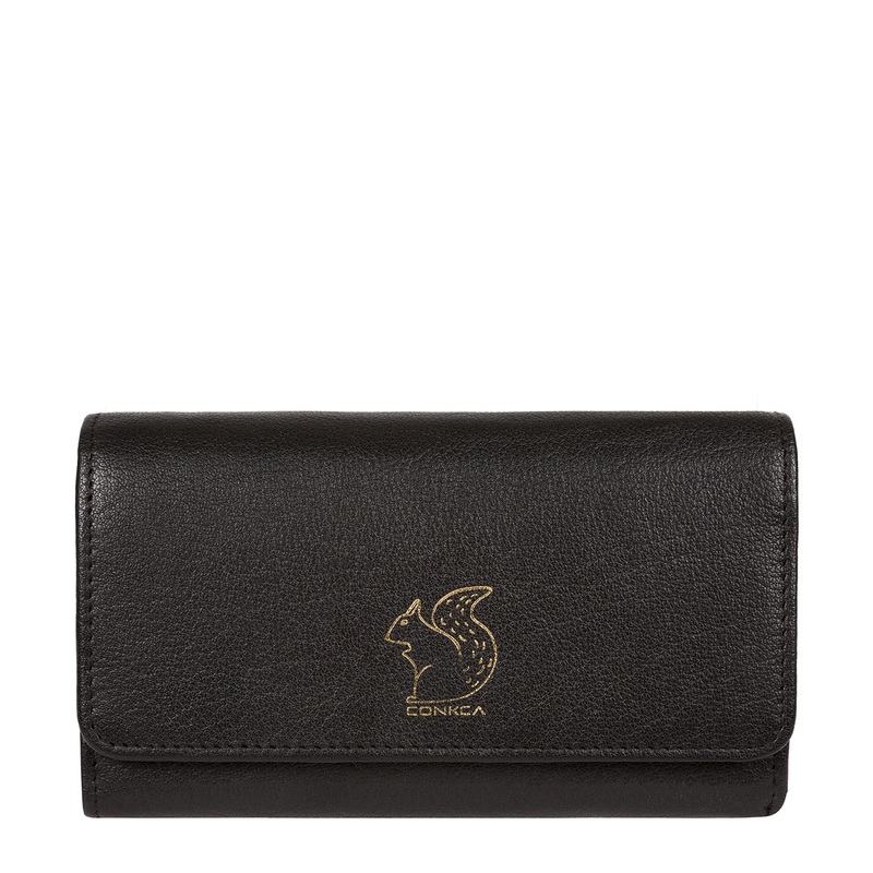'Colleen' Black Tri-Fold Leather Purse